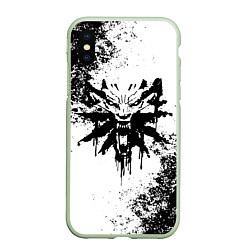 Чехол iPhone XS Max матовый The Witcher логотип и краска, цвет: 3D-салатовый