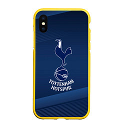 Чехол iPhone XS Max матовый Tottenham hotspur Синяя абстракция, цвет: 3D-желтый