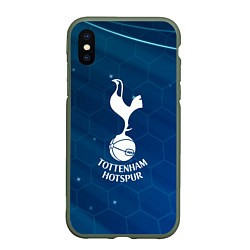 Чехол iPhone XS Max матовый Tottenham hotspur Соты абстракция, цвет: 3D-темно-зеленый