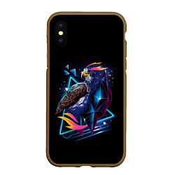 Чехол iPhone XS Max матовый Неоновая птица - Арт, цвет: 3D-коричневый
