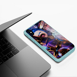 Чехол iPhone XS Max матовый Jinx Arcane коллаж, цвет: 3D-мятный — фото 2