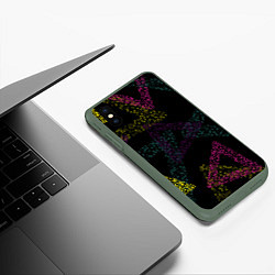 Чехол iPhone XS Max матовый Кружки в треугольниках, цвет: 3D-темно-зеленый — фото 2
