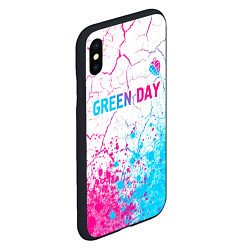 Чехол iPhone XS Max матовый Green Day neon gradient style: символ сверху, цвет: 3D-черный — фото 2