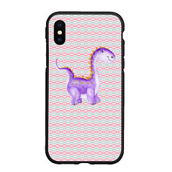 Чехол iPhone XS Max матовый Фиолетовый маленький динозаврик, цвет: 3D-черный