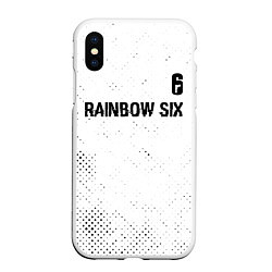 Чехол iPhone XS Max матовый Rainbow Six glitch на светлом фоне: символ сверху, цвет: 3D-белый