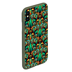 Чехол iPhone XS Max матовый Объемные яркие узоры, цвет: 3D-темно-зеленый — фото 2