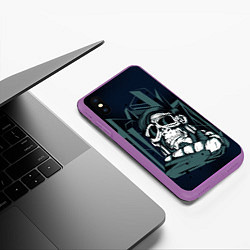 Чехол iPhone XS Max матовый Страшная обезьяна -путешественник, цвет: 3D-фиолетовый — фото 2