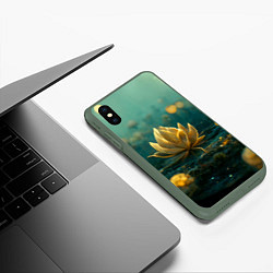 Чехол iPhone XS Max матовый Золотой лотос, цвет: 3D-темно-зеленый — фото 2