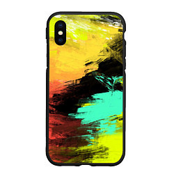 Чехол iPhone XS Max матовый Яркий красочный гранж, цвет: 3D-черный