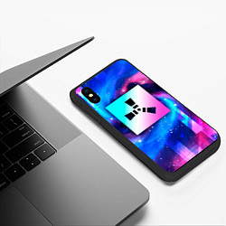 Чехол iPhone XS Max матовый Rust неоновый космос, цвет: 3D-черный — фото 2