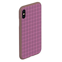 Чехол iPhone XS Max матовый Мелкая черно-розовая клетка, цвет: 3D-коричневый — фото 2