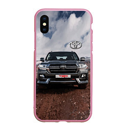 Чехол iPhone XS Max матовый Toyota Land Cruiser in the mountains, цвет: 3D-розовый