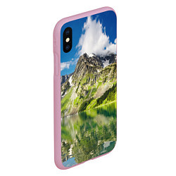 Чехол iPhone XS Max матовый Живописное горное озеро, цвет: 3D-розовый — фото 2