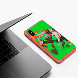 Чехол iPhone XS Max матовый Человек-бензопила : Неоновая резня, цвет: 3D-красный — фото 2