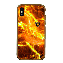 Чехол iPhone XS Max матовый Lamborghini - яркие молнии