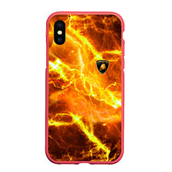 Чехол iPhone XS Max матовый Lamborghini - яркие молнии