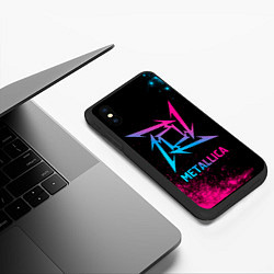 Чехол iPhone XS Max матовый Metallica - neon gradient, цвет: 3D-черный — фото 2