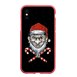 Чехол iPhone XS Max матовый Santa Pirate, цвет: 3D-красный
