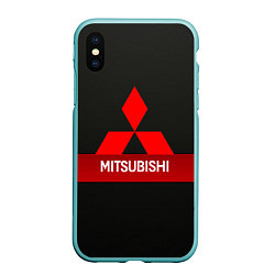 Чехол iPhone XS Max матовый Mitsubishi - логотип - красная полоса, цвет: 3D-мятный