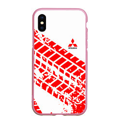 Чехол iPhone XS Max матовый Mitsubishi - красный след шины