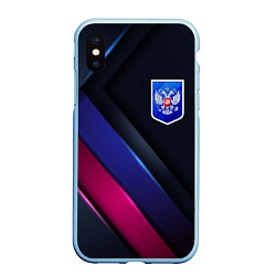 Чехол iPhone XS Max матовый Dark Герб России, цвет: 3D-голубой