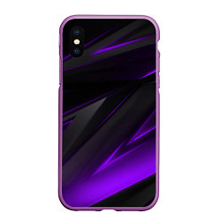 Чехол iPhone XS Max матовый Черно-фиолетовая геометрическая абстракция, цвет: 3D-фиолетовый