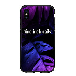 Чехол iPhone XS Max матовый Nine Inch Nails neon monstera, цвет: 3D-черный