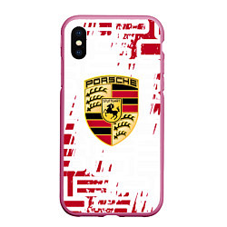 Чехол iPhone XS Max матовый Porsche - паттерн, цвет: 3D-малиновый