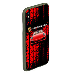 Чехол iPhone XS Max матовый Porsche - авто, цвет: 3D-темно-зеленый — фото 2