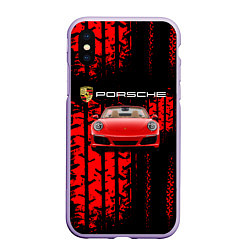 Чехол iPhone XS Max матовый Porsche - авто, цвет: 3D-светло-сиреневый