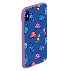 Чехол iPhone XS Max матовый Паттерн из морских раковин, цвет: 3D-фиолетовый — фото 2