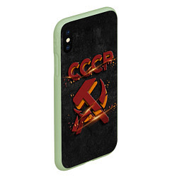 Чехол iPhone XS Max матовый Серп и молот символ СССР, цвет: 3D-салатовый — фото 2