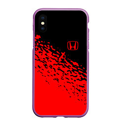 Чехол iPhone XS Max матовый Honda - красные брызги, цвет: 3D-фиолетовый