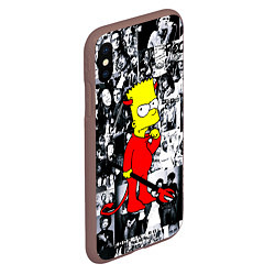 Чехол iPhone XS Max матовый Барт Симпсон - чёрт на фоне своих подопечных, цвет: 3D-коричневый — фото 2