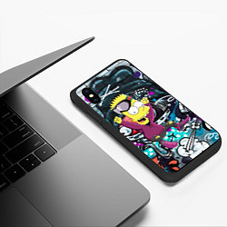 Чехол iPhone XS Max матовый Спортивный Барт Симпсон на фоне граффити, цвет: 3D-черный — фото 2