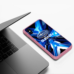 Чехол iPhone XS Max матовый Субару - абстракция, цвет: 3D-малиновый — фото 2