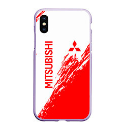 Чехол iPhone XS Max матовый Mitsubishi - красная текстура