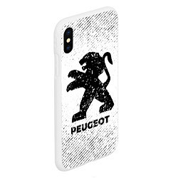 Чехол iPhone XS Max матовый Peugeot с потертостями на светлом фоне, цвет: 3D-белый — фото 2