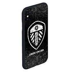 Чехол iPhone XS Max матовый Leeds United с потертостями на темном фоне, цвет: 3D-черный — фото 2