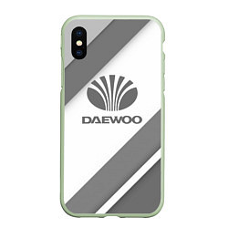 Чехол iPhone XS Max матовый Daewoo - серые полосы, цвет: 3D-салатовый