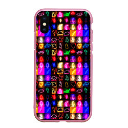 Чехол iPhone XS Max матовый Neon glowing objects, цвет: 3D-розовый