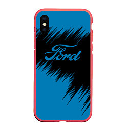 Чехол iPhone XS Max матовый Ford focus, цвет: 3D-красный