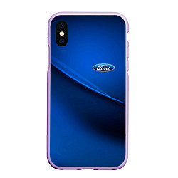 Чехол iPhone XS Max матовый Ford - синяя абстракция, цвет: 3D-сиреневый