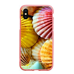 Чехол iPhone XS Max матовый Разноцветные створки океанских раковин, цвет: 3D-баблгам