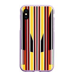 Чехол iPhone XS Max матовый Геометрические цветные фигуры полосы geometry, цвет: 3D-сиреневый