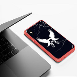 Чехол iPhone XS Max матовый Hollywood Undead - молнии, цвет: 3D-красный — фото 2