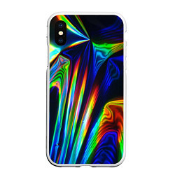 Чехол iPhone XS Max матовый Волнообразные абстрактные линии, цвет: 3D-белый