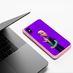 Чехол iPhone XS Max матовый Lil Peep На Фиолетовом Фоне, цвет: 3D-баблгам — фото 2