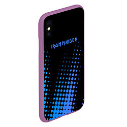 Чехол iPhone XS Max матовый Iron Maiden - neon, цвет: 3D-фиолетовый — фото 2