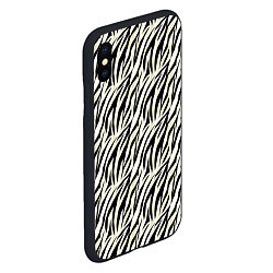 Чехол iPhone XS Max матовый Тигровый полосатый узор-черные, бежевые полосы на, цвет: 3D-черный — фото 2